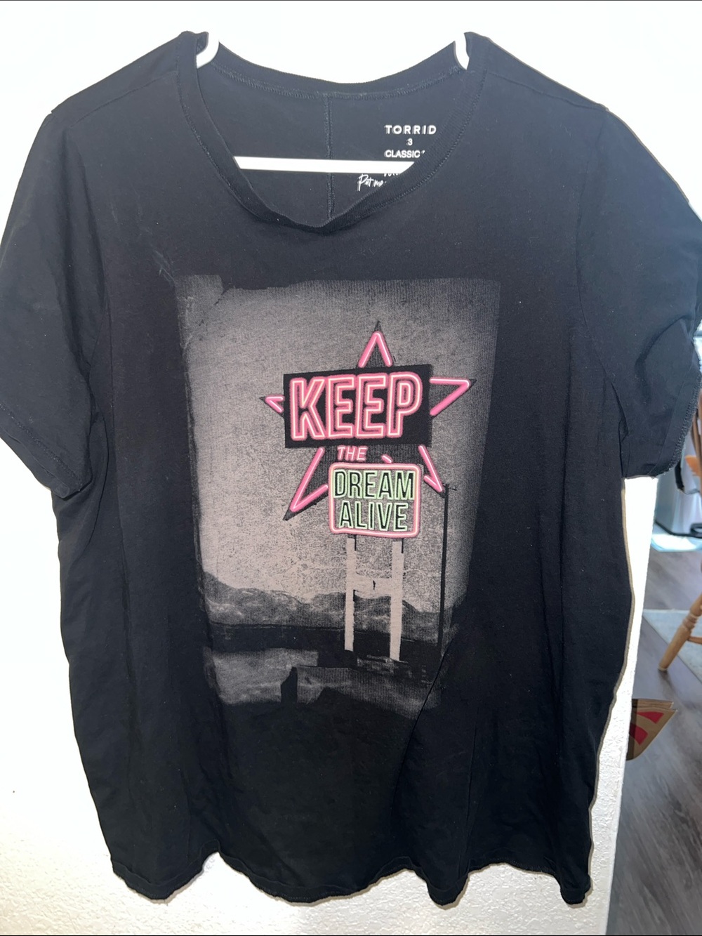 torrid Black Graphic Tee with Pink and Green Neon Sign Print